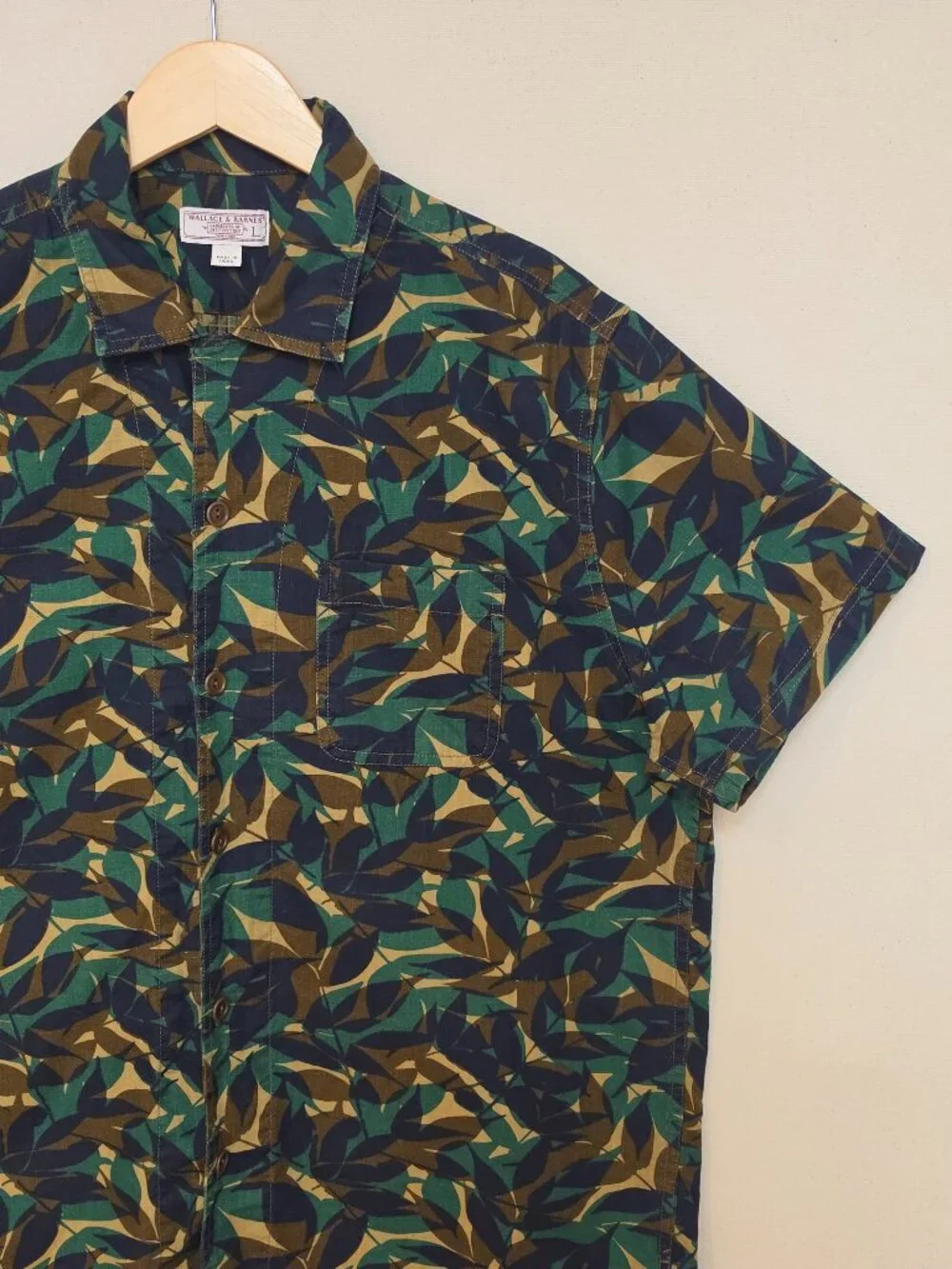 Wallace & Barnes Floral Printed Camp Collar Shirt L